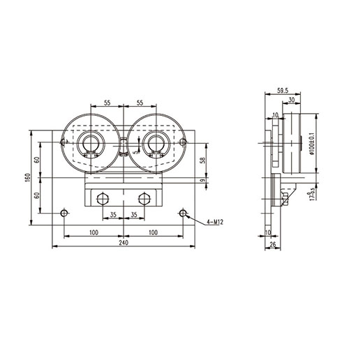 Flat side roller guide shoe FN-GDX-006(Ф100)