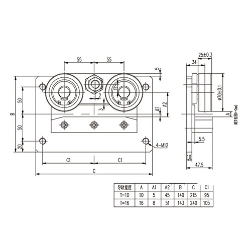 Flat side roller guide shoe FN-GDX-006(Ф70B) Flat side roller guide shoe FN-GDX-006(Ф70B)
