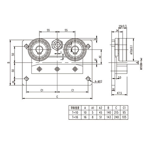 Flat side roller guide shoe FN-GDX-006(Ф70A)